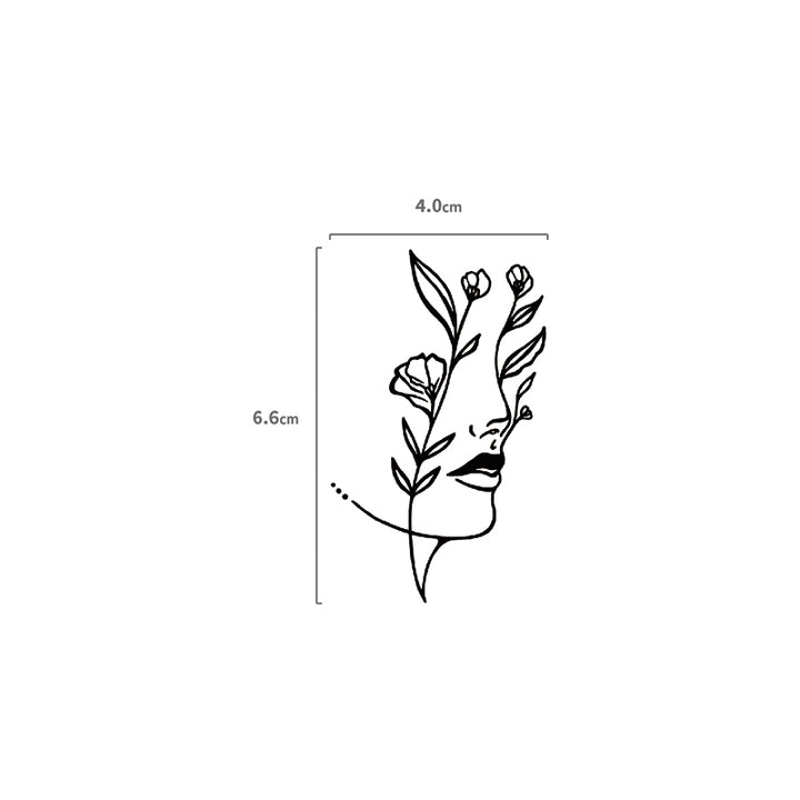Abstrakes Blumengesicht Temporäres Tattoo Größenangabe