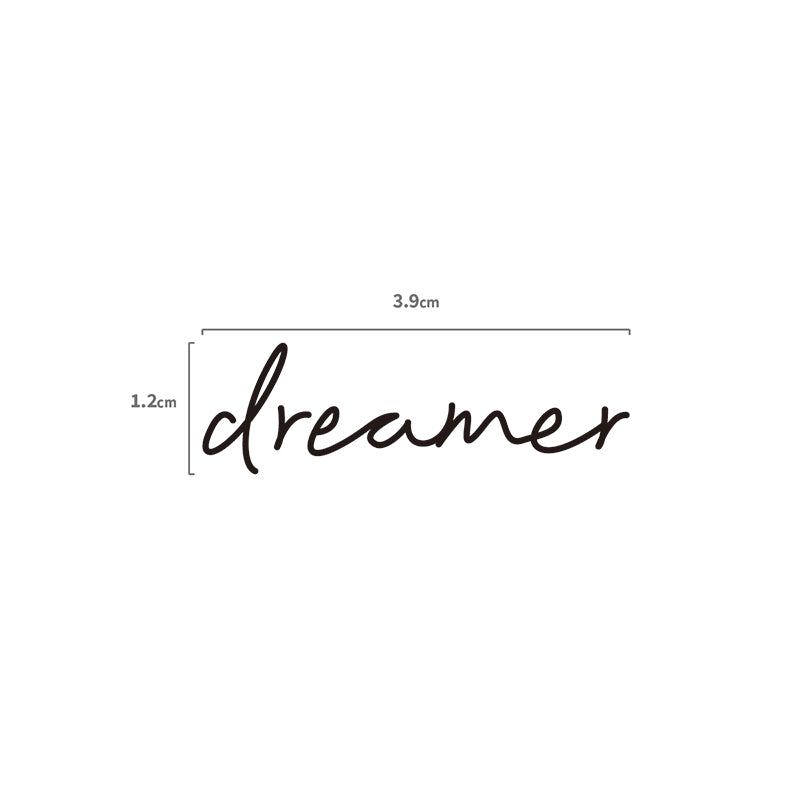 Dreamer Schriftzug Temporäres Tattoo Größenangabe.jpg