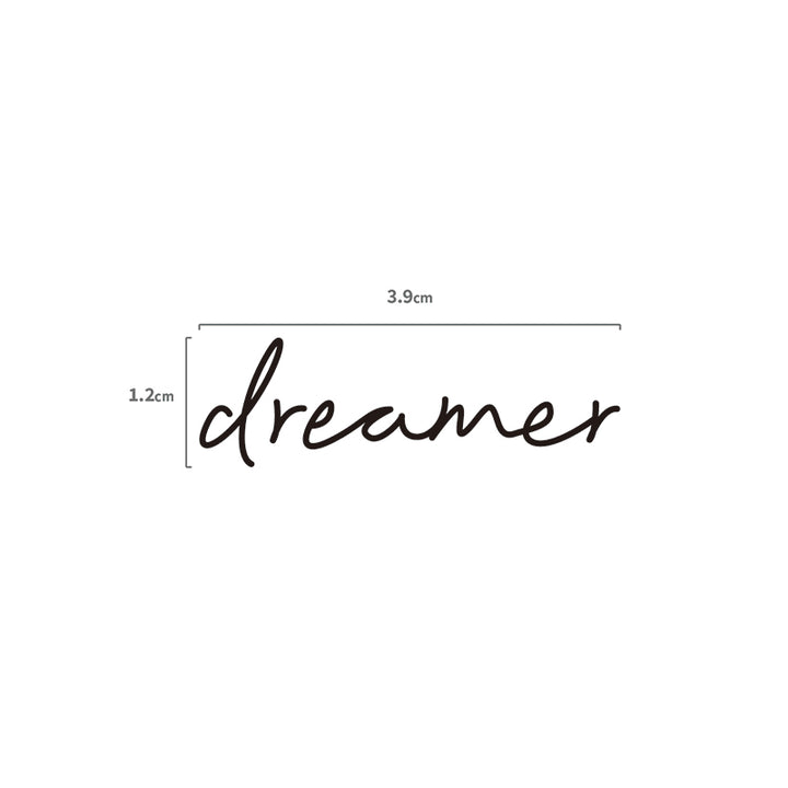 Dreamer Schriftzug Temporäres Tattoo Größenangabe.jpg