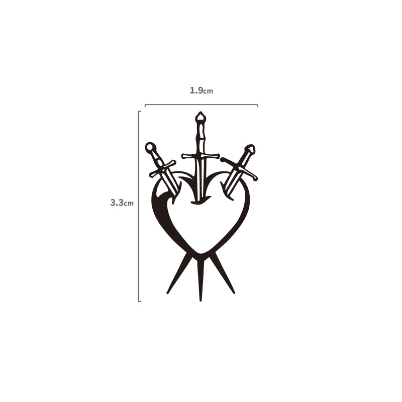 Durchstochenes Herz Temporäres Tattoo Größenangabe
