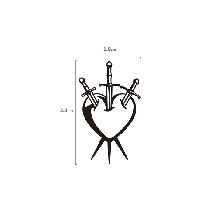 Durchstochenes Herz Temporäres Tattoo Größenangabe