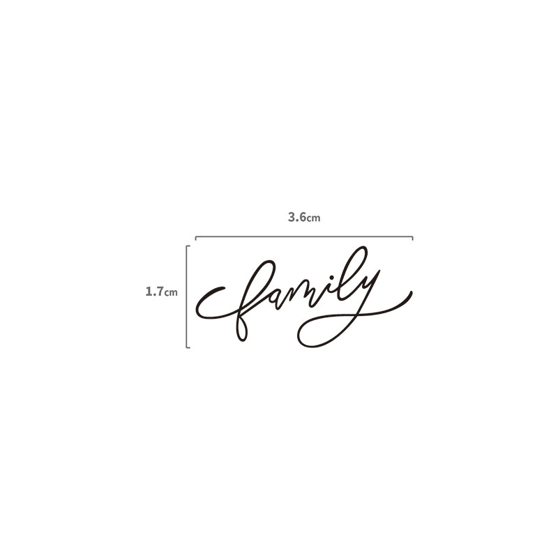 Family Schriftzug Temporäres Tattoo Größenangabe