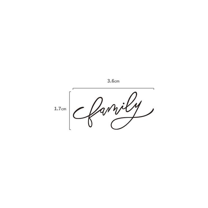 Family Schriftzug Temporäres Tattoo Größenangabe