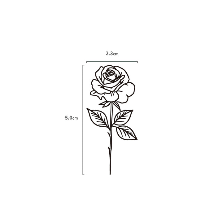 Fineline Rose Temporäres Tattoo Größenangabe