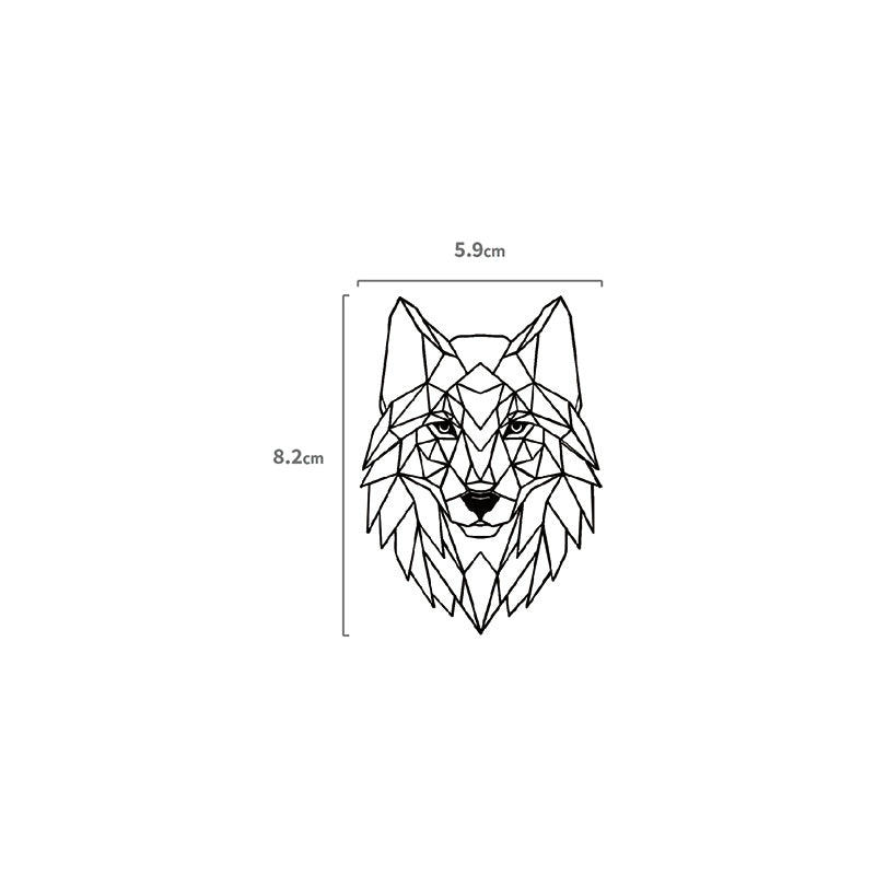 Geometrischer Wolf Temporäres Tattoo Größenangabe