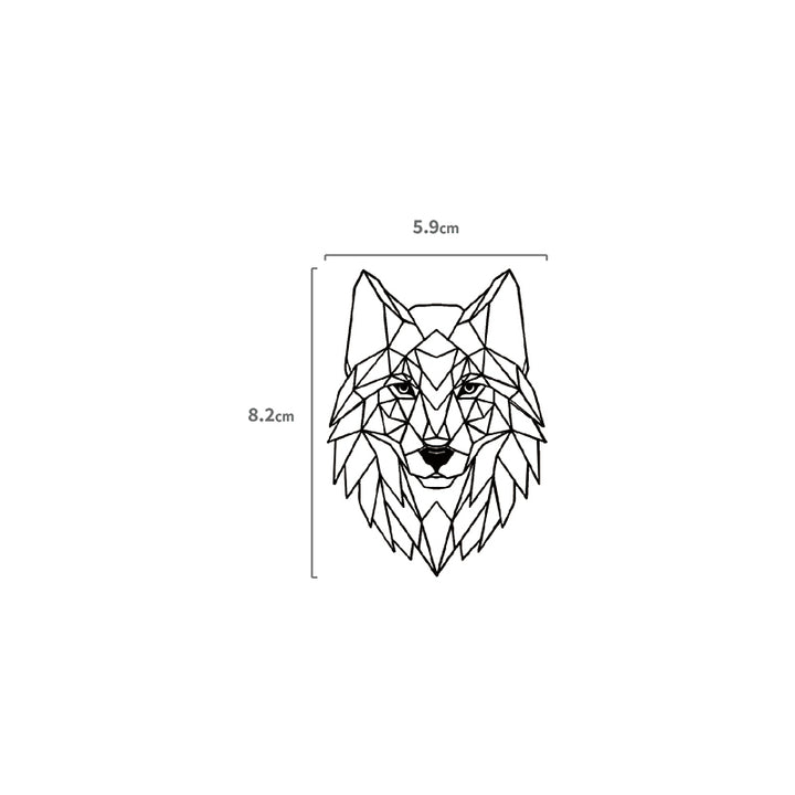 Geometrischer Wolf Temporäres Tattoo Größenangabe