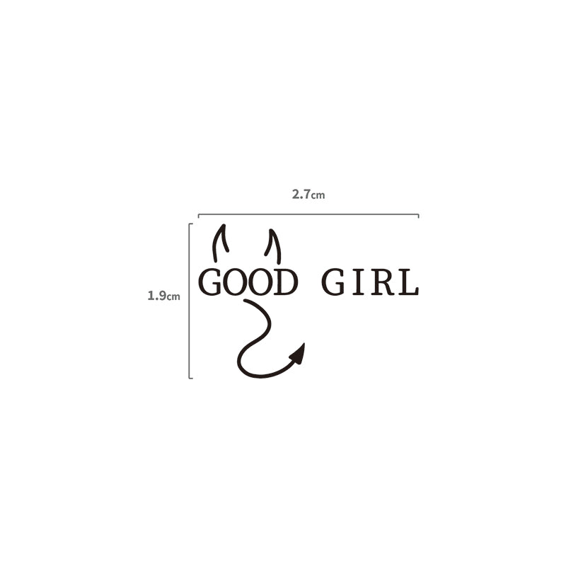 Good Girl Devil Temporäres Tattoo Größenangabe