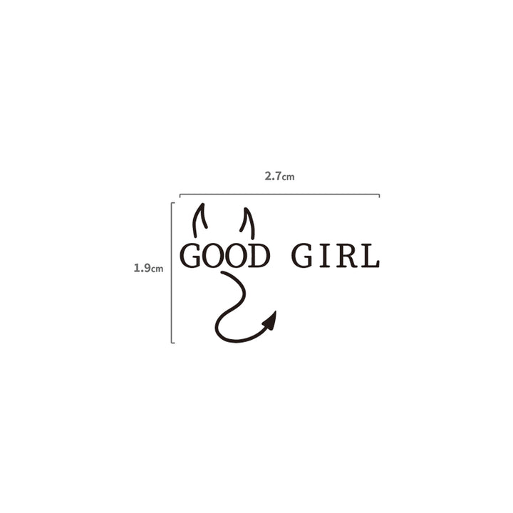 Good Girl Devil Temporäres Tattoo Größenangabe