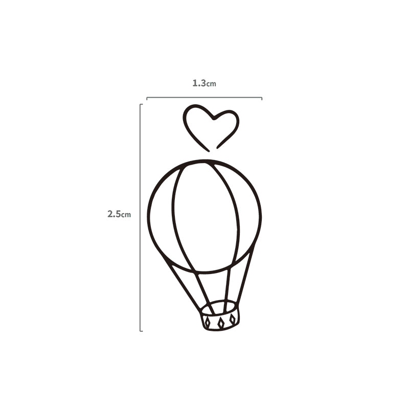 Heißluftballon mit Herz Temporäres Tattoo Größenangabe