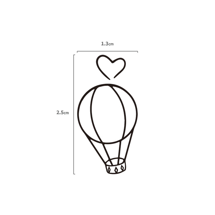 Heißluftballon mit Herz Temporäres Tattoo Größenangabe