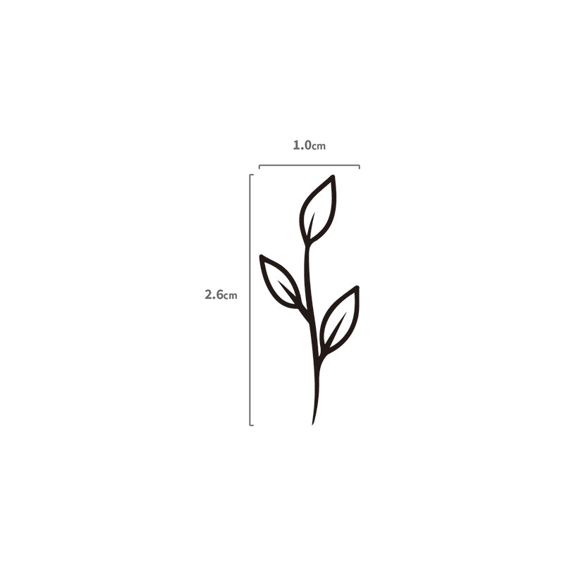 Kleiner Linework Zweig Temporäres Tattoo Größenangabe