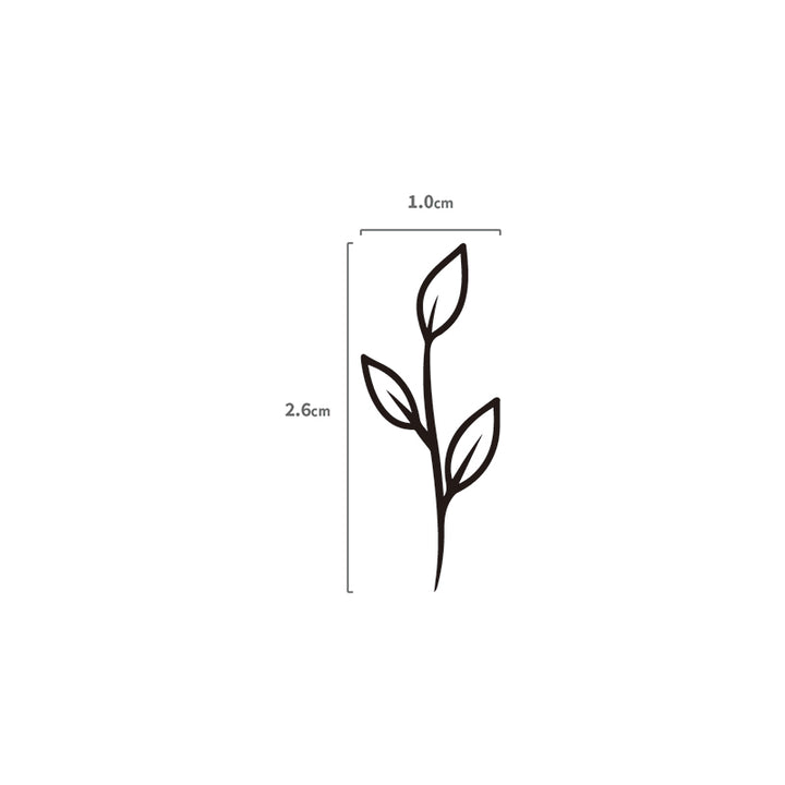 Kleiner Linework Zweig Temporäres Tattoo Größenangabe