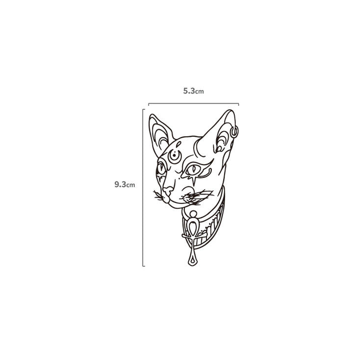 Königin der Katzen Temporäres Tattoo Größenangabe