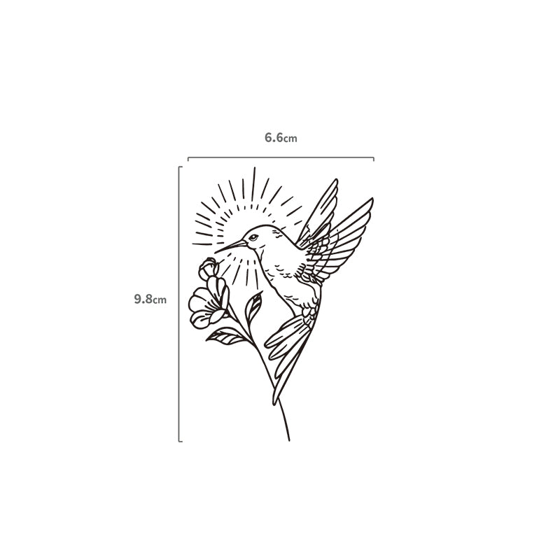 Kolibri mit Blüte Temporäres Tattoo Größenangabe