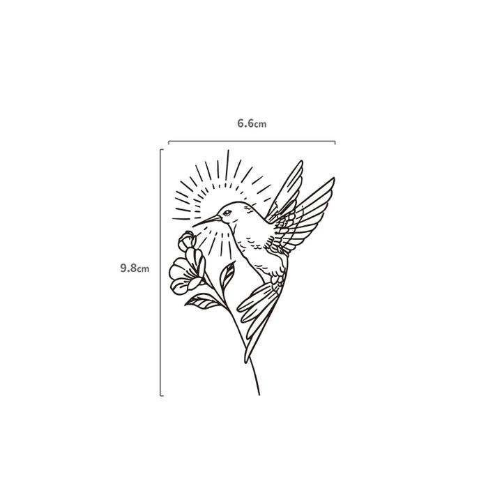 Kolibri mit Blüte Temporäres Tattoo Größenangabe