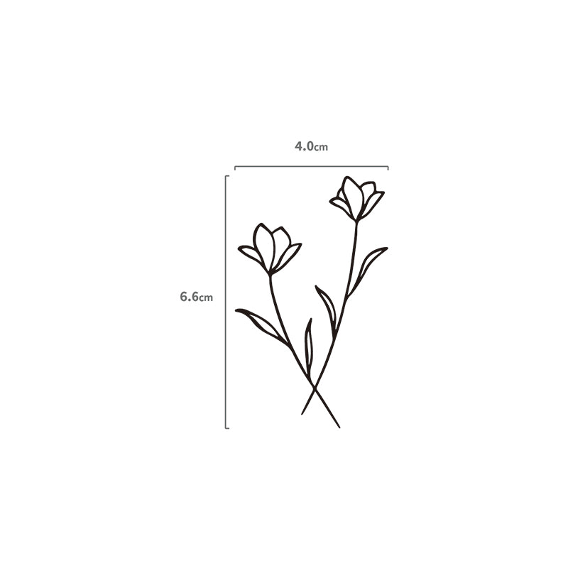 Lineart Blumen Temporäres Tattoo Größenangabe