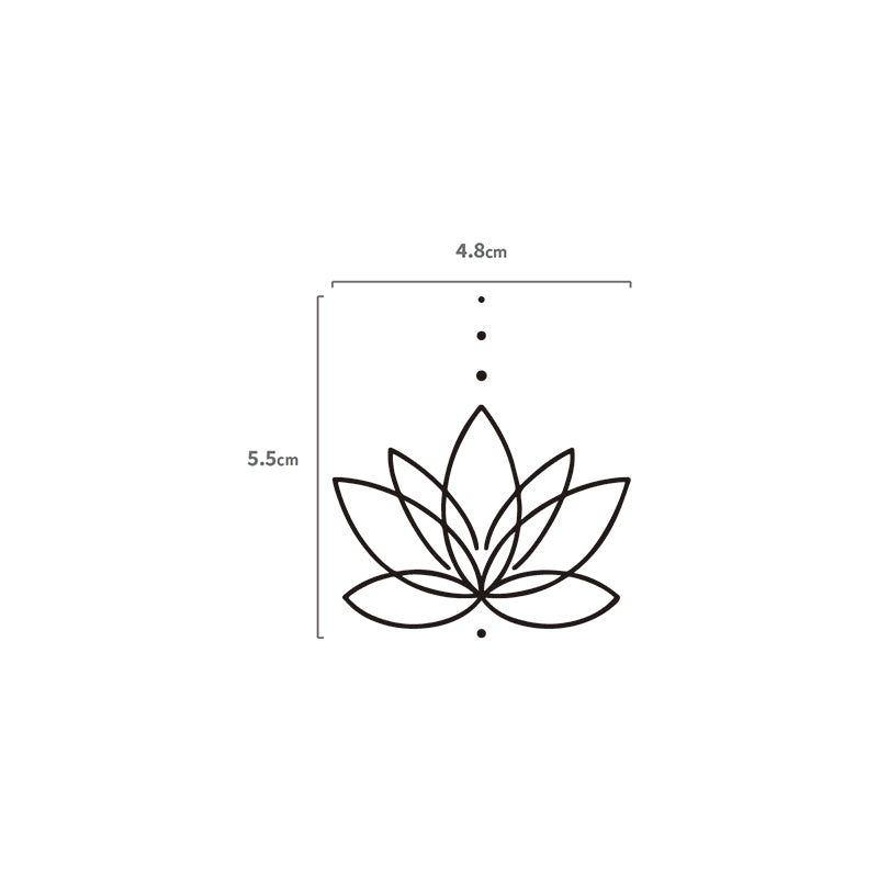 Lineart Lotus Temporäres Tattoo Größenangabe