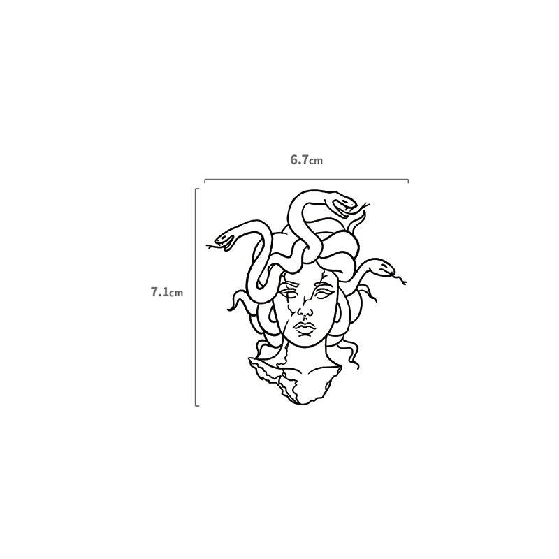 Lineart Medusa Temporäres Tattoo Größenangabe