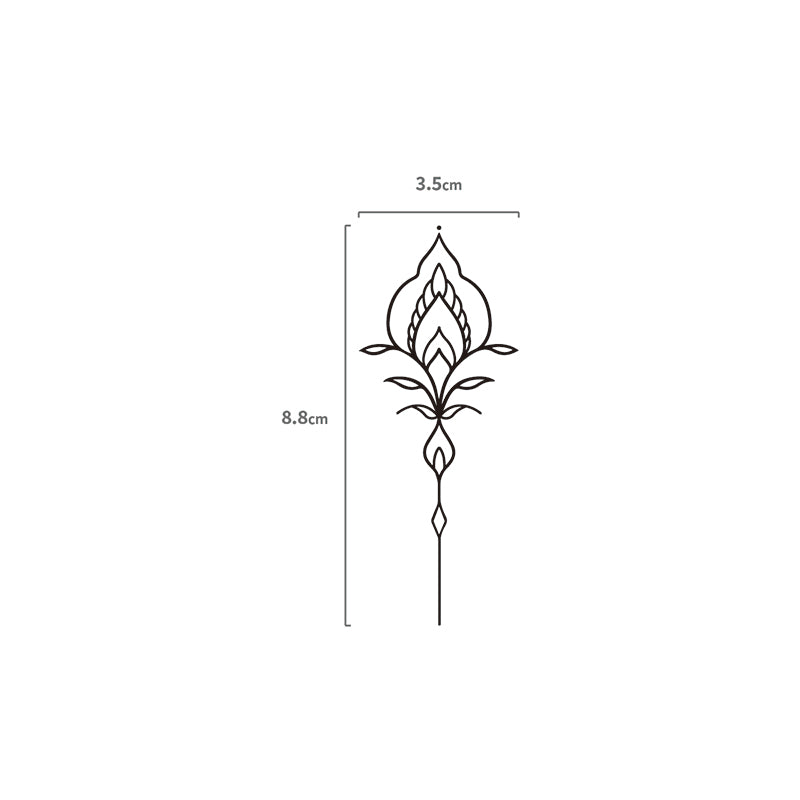 Lineart Ornament Temporäres Tattoo Größenangabe