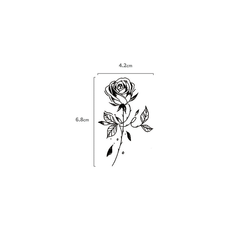 Linework Rose Temporäres Tattoo Größenangabe
