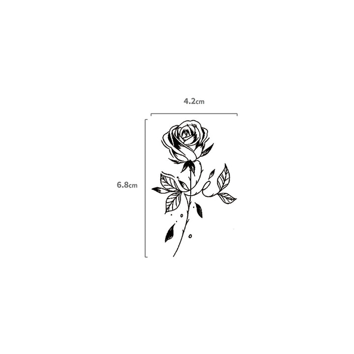 Linework Rose Temporäres Tattoo Größenangabe