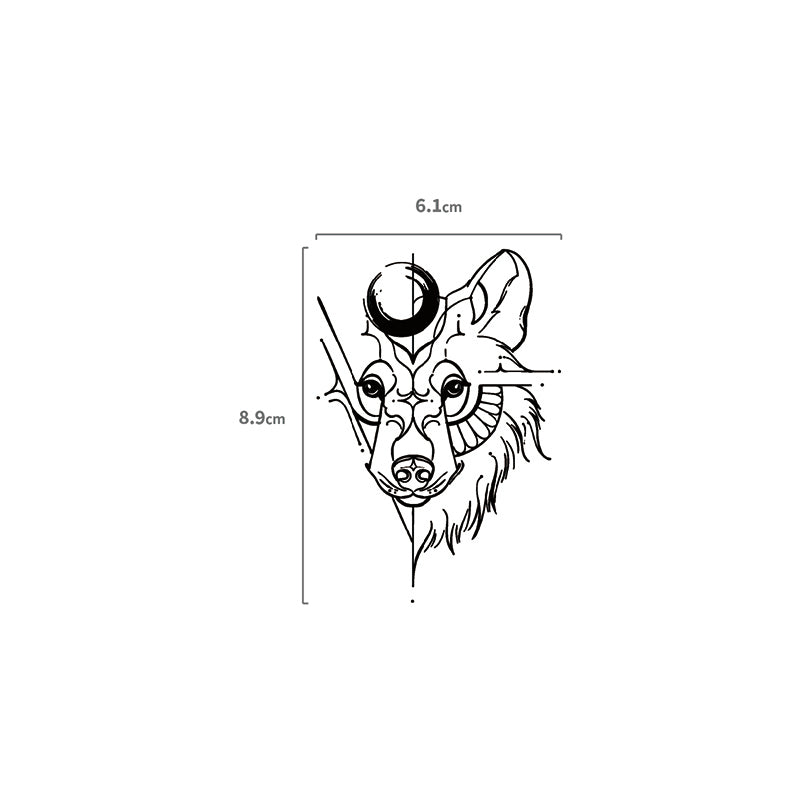 Linework Wolf Temporäres Tattoo Größenangabe
