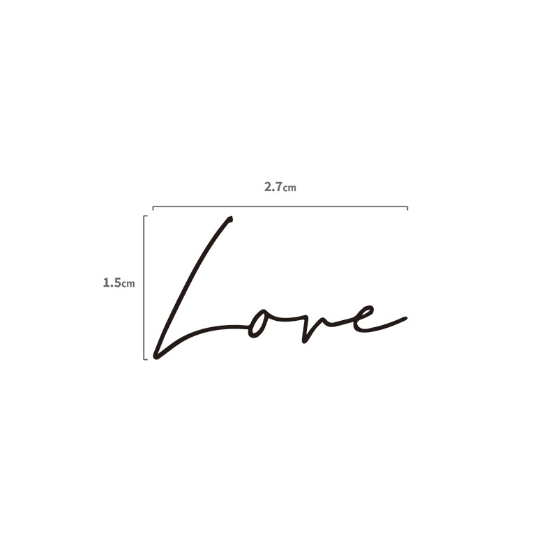 Love Schriftzug Temporäres Tattoo Größenangabe