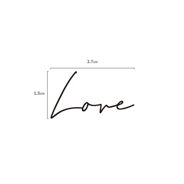 Love Schriftzug Temporäres Tattoo Größenangabe
