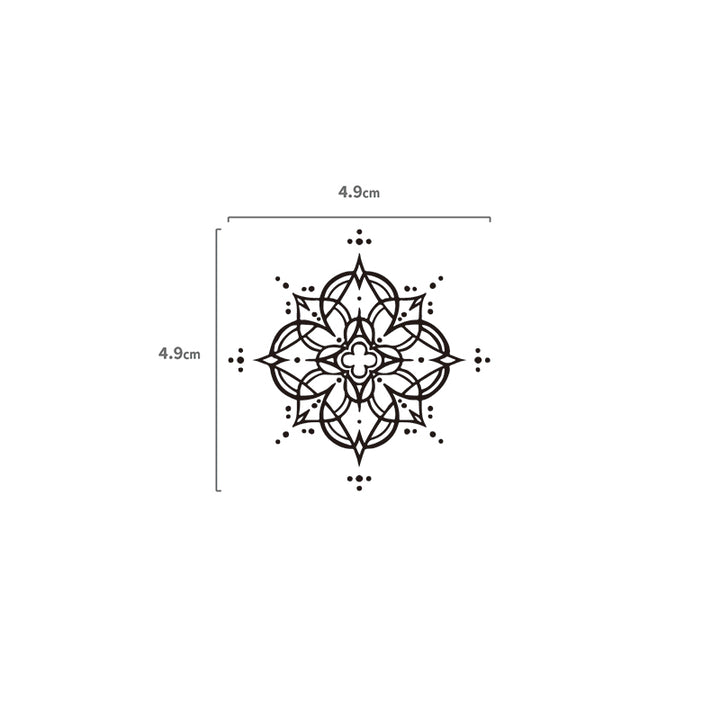 Mandala Ornament Temporäres Tattoo Größenangabe