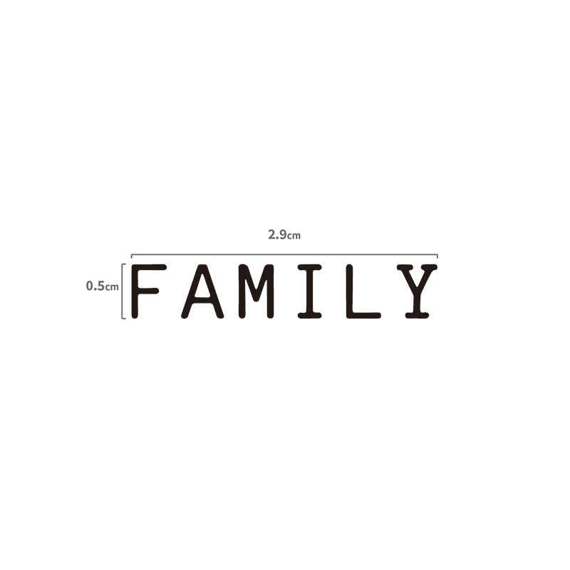 Mini FAMILY Schriftzug Temporäres Tattoo Größenangabe