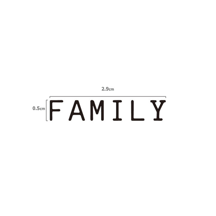 Mini FAMILY Schriftzug Temporäres Tattoo Größenangabe