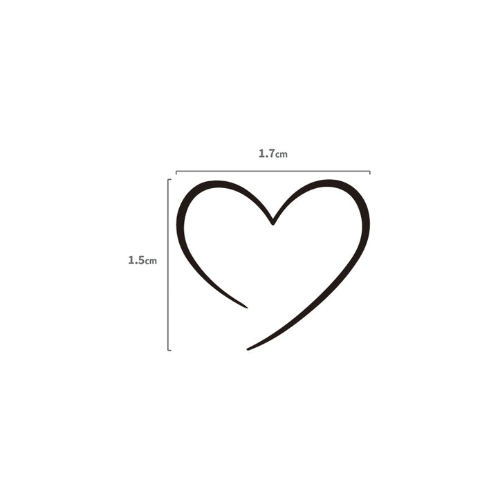 Offenes Herz aus Linien Temporäres Tattoo Größenangabe