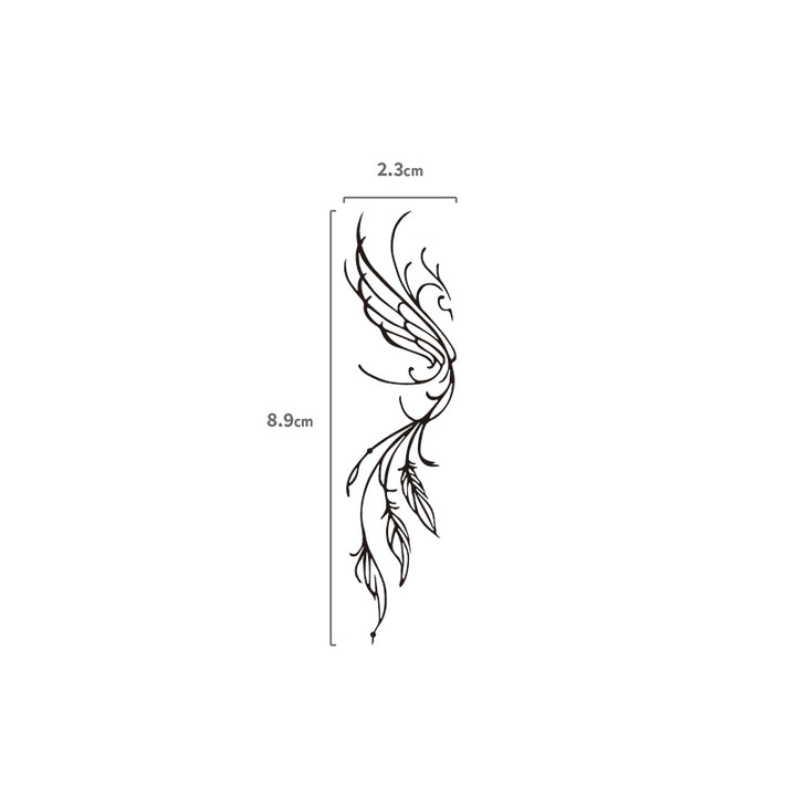 Phoenix Lineart Temporäres Tattoo Temporäres Tattoo Größenangabe