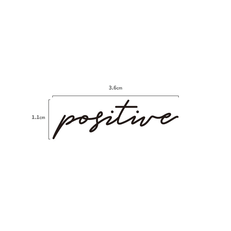 Positive Schriftzug Temporäres Tattoo Größenangabe
