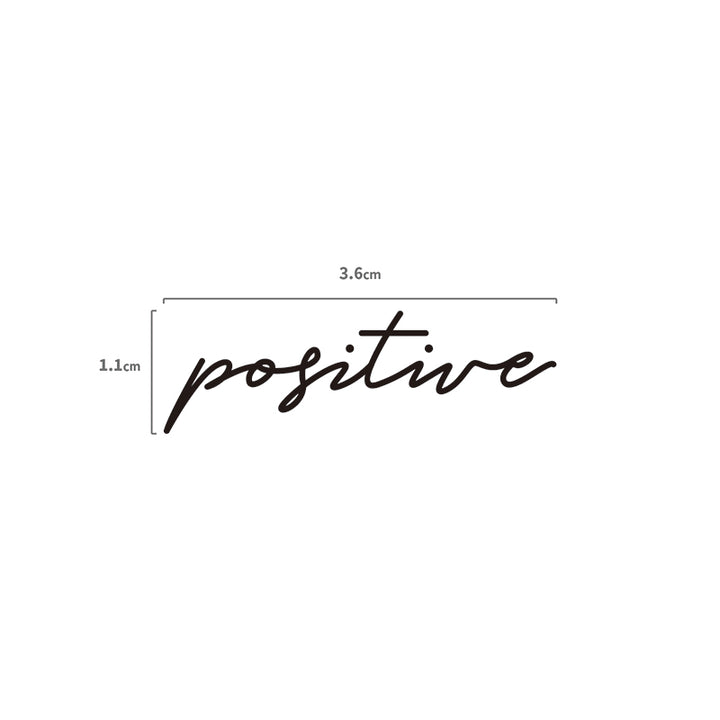 Positive Schriftzug Temporäres Tattoo Größenangabe