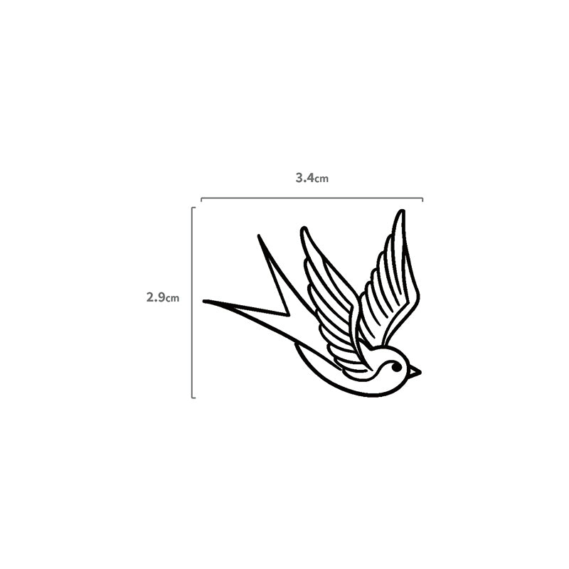 Schwalbe Temporäres Tattoo Größenangabe