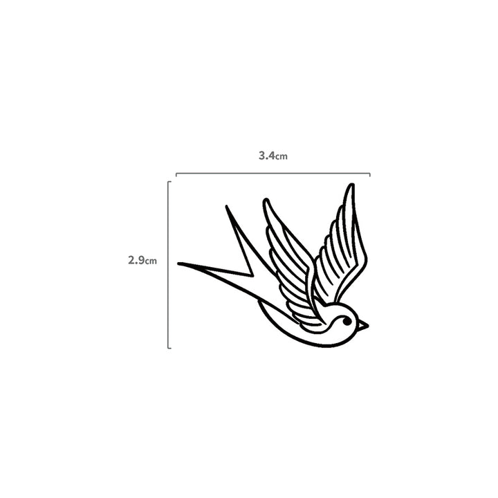 Schwalbe Temporäres Tattoo Größenangabe