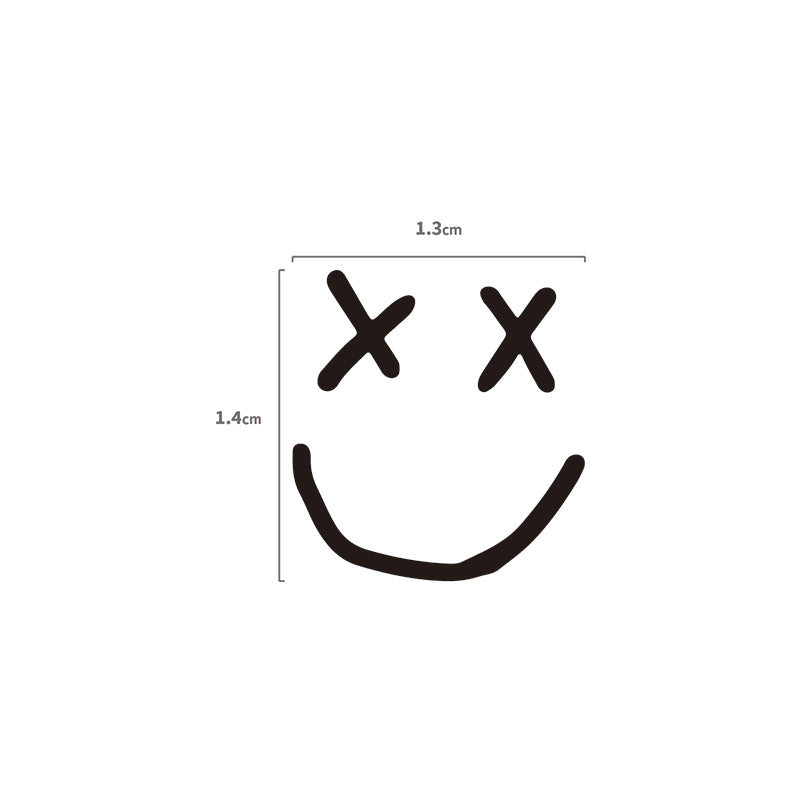 Smiley XX Temporäres Tattoo Größenangabe