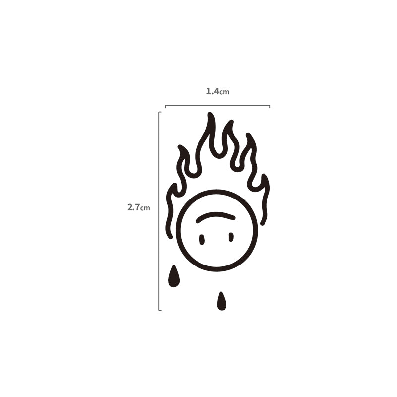 Smiley on fire Temporäres Tattoo Größenangabe