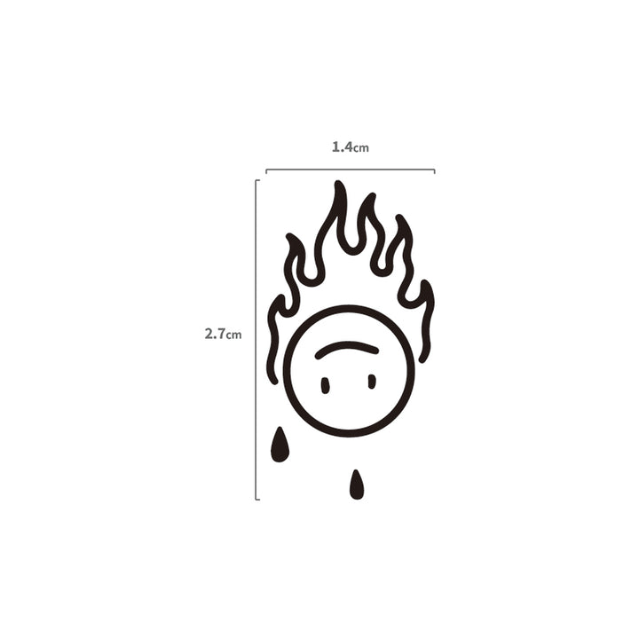 Smiley on fire Temporäres Tattoo Größenangabe