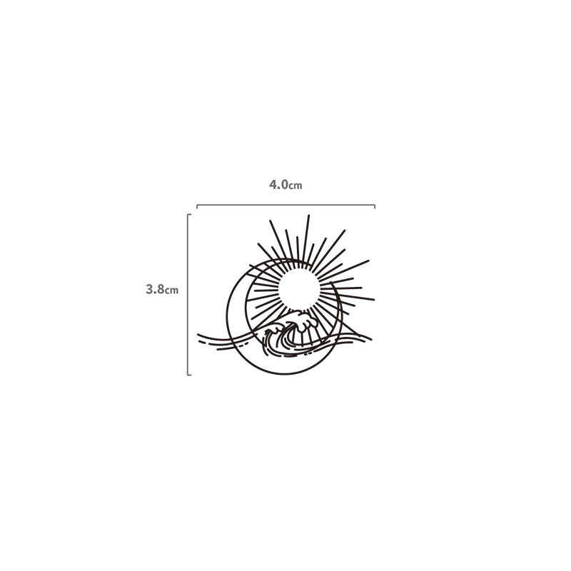 Sonne, Mond & Meer Temporäres Tattoo Größenangabe