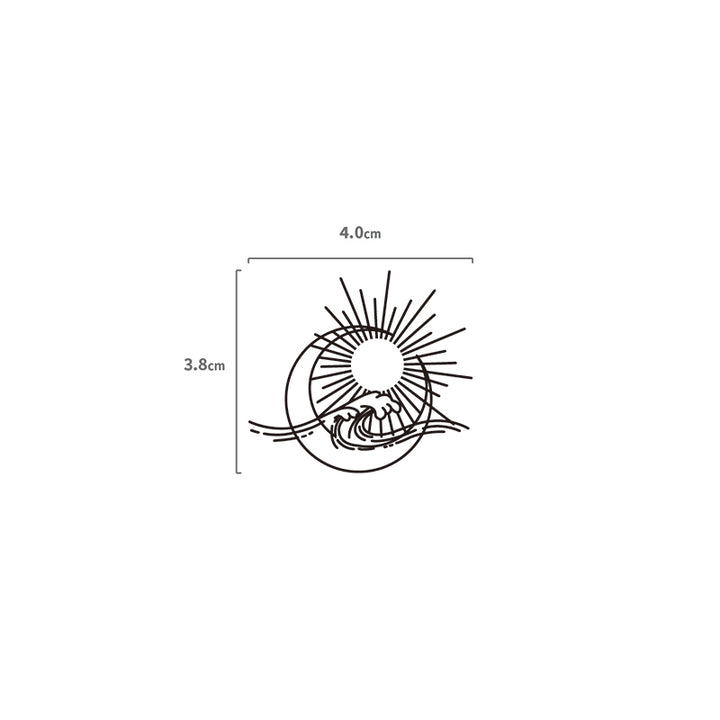 Sonne, Mond & Meer Temporäres Tattoo Größenangabe