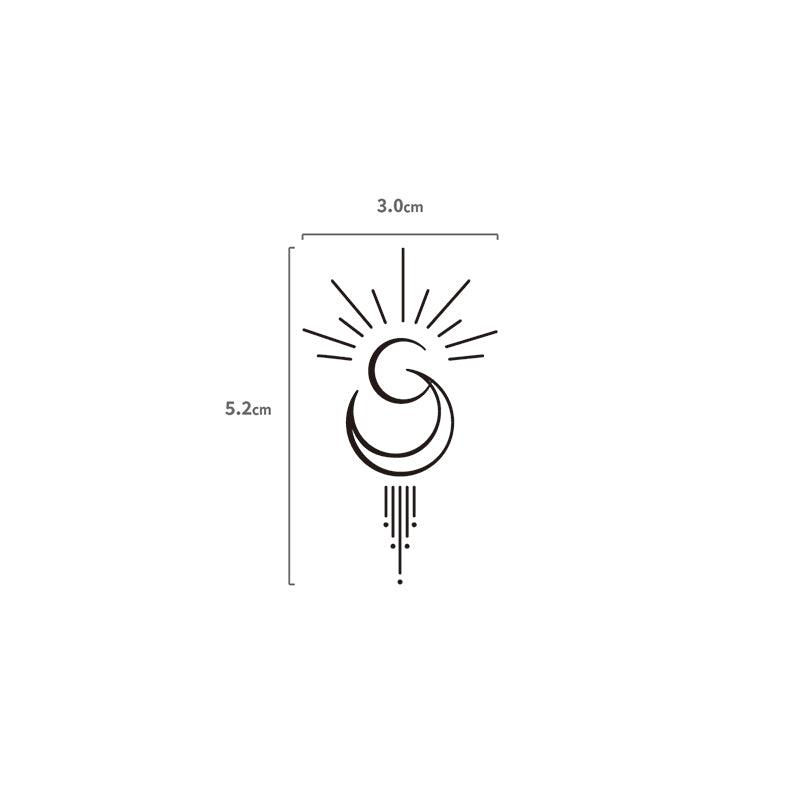 Sonne & Mond Lineart Temporäres Tattoo Größenangabe