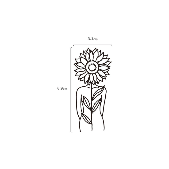 Sonnenblume Temporäres Tattoo Größenangabe
