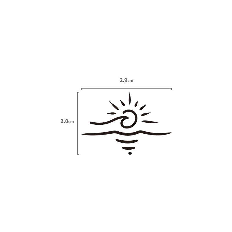 Sunset Wave Temporäres Tattoo Größenangabe