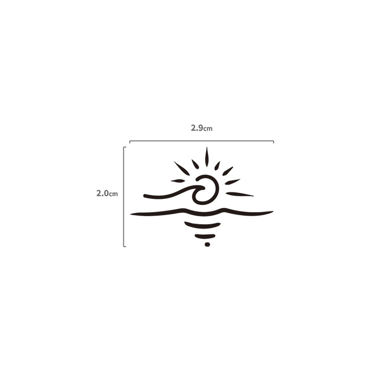 Sunset Wave Temporäres Tattoo Größenangabe