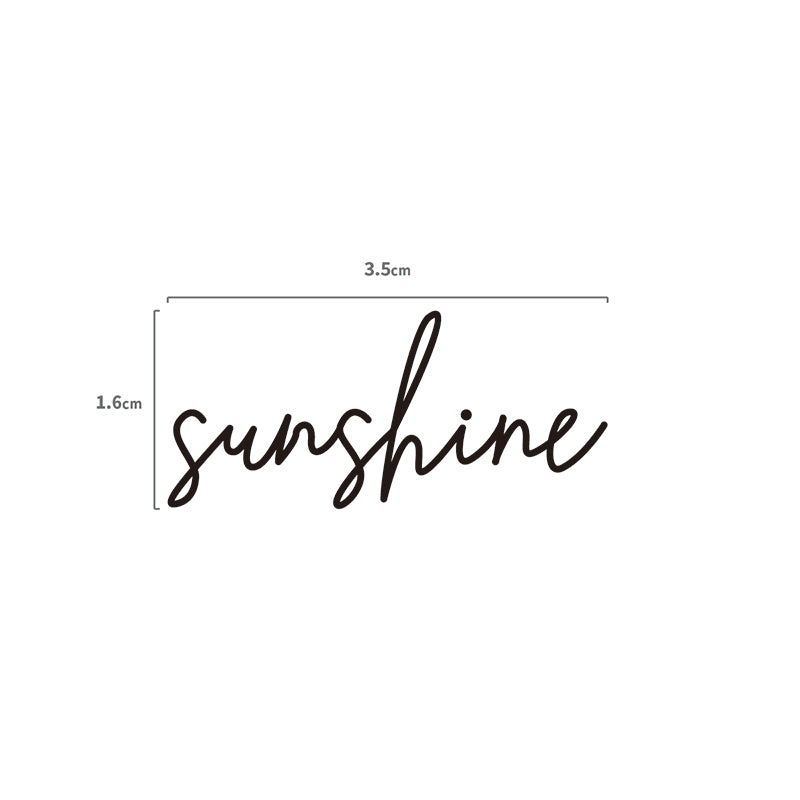 Sunshine Schriftzug Temporäres Tattoo Größenangabe