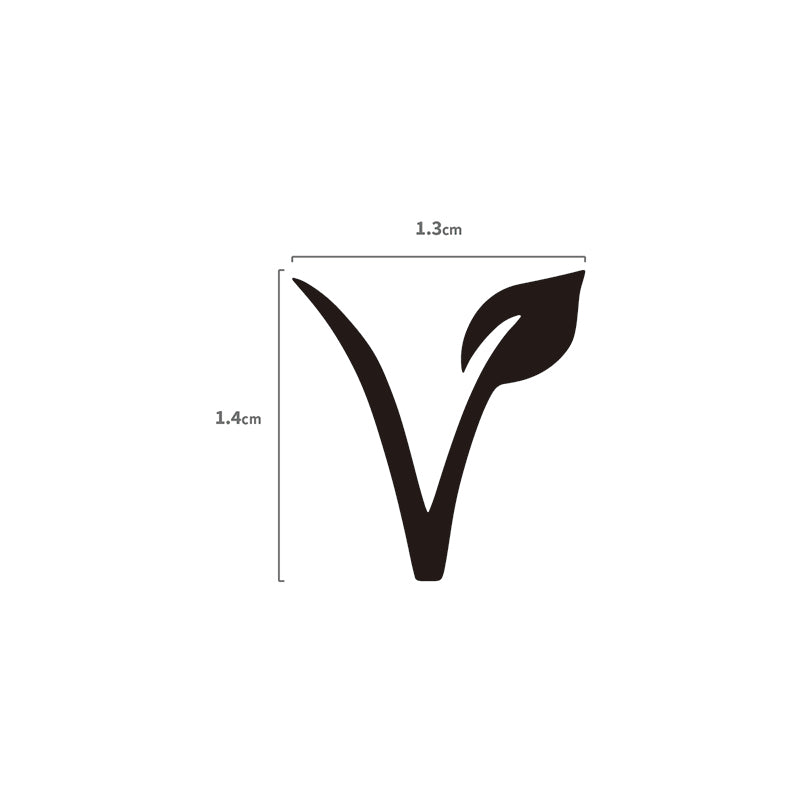 Vegan V Temporäres Tattoo Größenangabe
