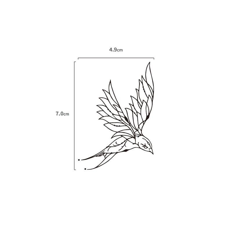 Vogel Lineart Temporäres Tattoo Größenangabe