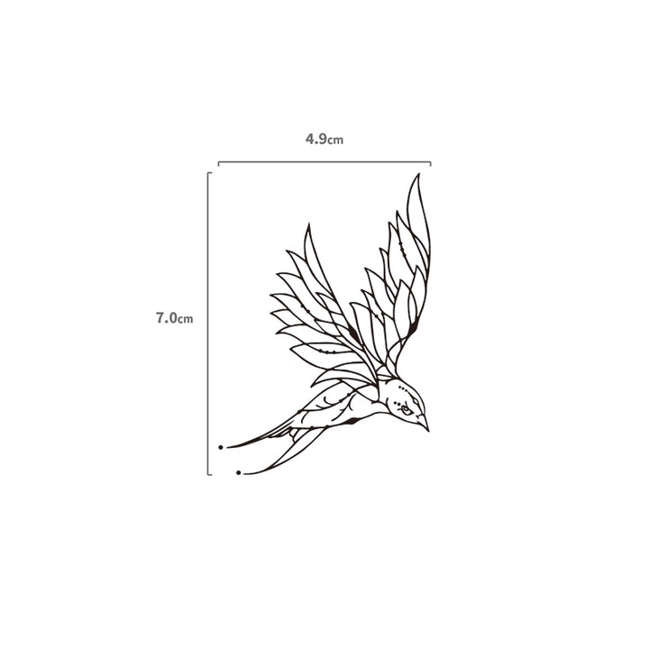 Vogel Lineart Temporäres Tattoo Größenangabe